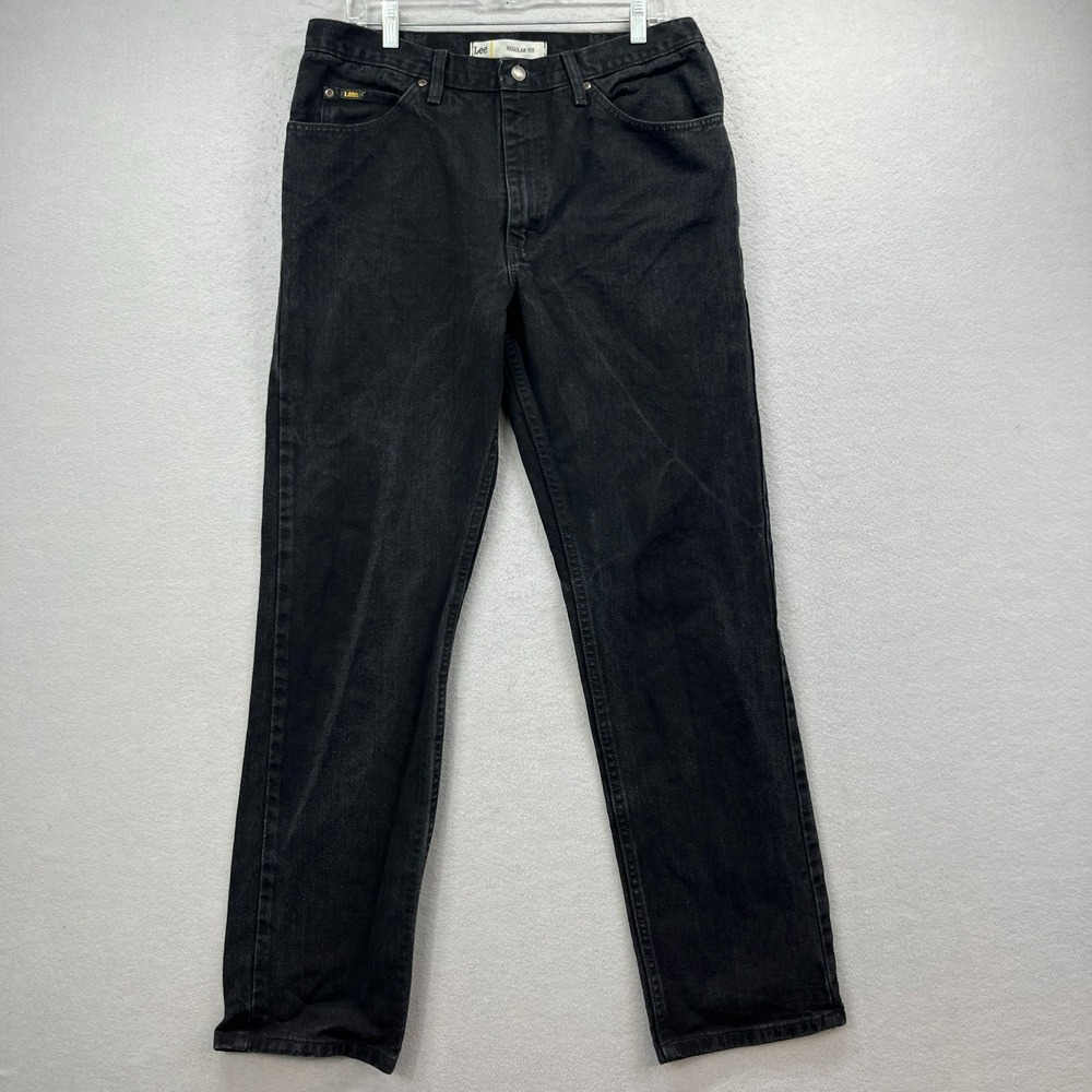 Lee Regular Fit Jeans Men's 34x32* Black Straight Leg Denim Classic Casual Pants